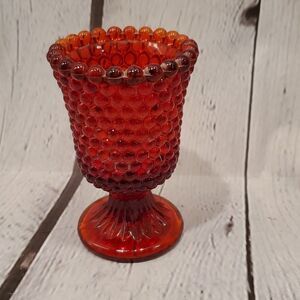 Vintage red hobnail small vase